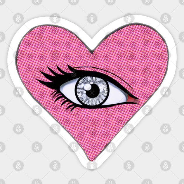 Glitter Eye In Pink Love Heart Sticker by ROLLIE MC SCROLLIE